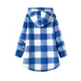 thumbnail image 3 of Atogsazn Children's Girl Fuzzy Coat Kids Plaid Sherpa Long Sleeve Hooded Jacket Thick Warm Winter Loose Fit Clothing Tops 01-Blue 4-5 Years Fashion, 3 of 4