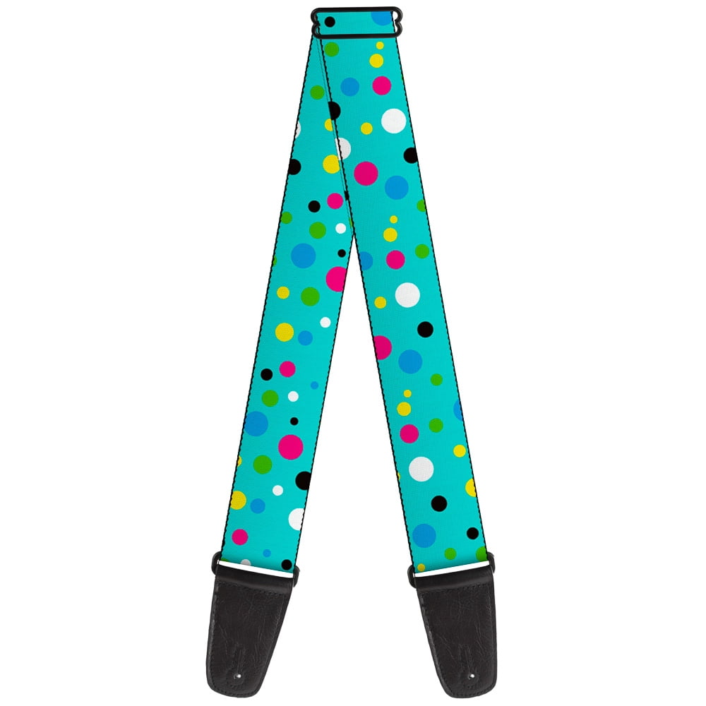 Buckle-Down Guitar Strap, Dots Seafoam Green Multi Pastel, 2 Inches Wide