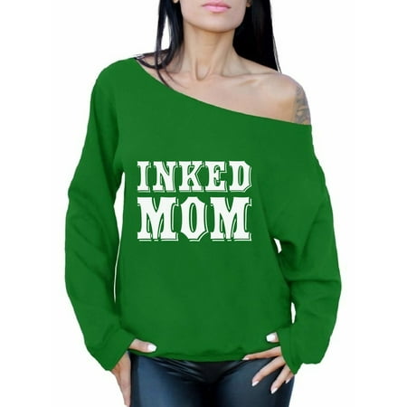 Awkward Styles Inked Mom Off Shoulder Sweatshirt Tattooed Mom Oversized Sweater for Women Inked Party Tattoo Sweater for Mom Cool Mother Best Mom Ever Gifts Mom Tattoo Sweater Off The