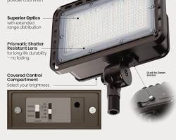 Feit Electric 4000/6000/8000 Lumen Select Integrated LED Selectable 5CCT Bronze Dusk to Dawn Commercial Ground/Wall Flood Light