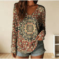 thumbnail image 5 of XUNKUSGA Shirts for Women Classic Vintage Floral Tops for Women Casual V Neck Womens Long Sleeve T Shirts Lightweight Soft Cotton Loose Ladies Tops and Blouses S-2XL, 5 of 8