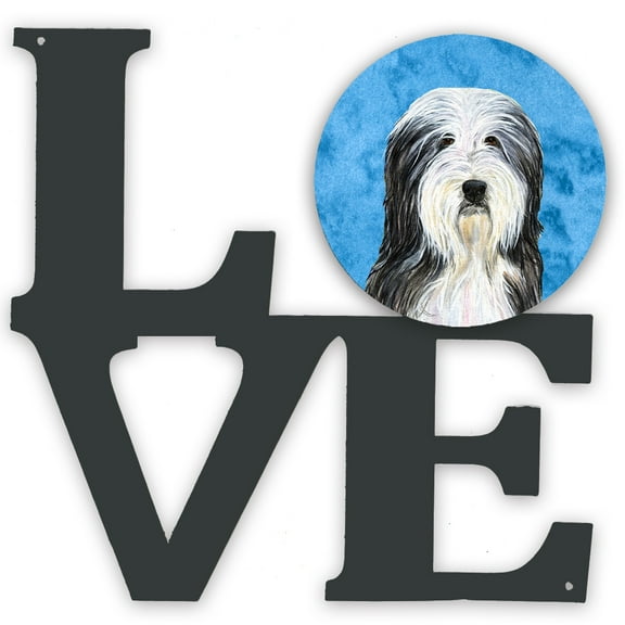 Blue Bearded Collie Metal Wall Artwork LOVE
