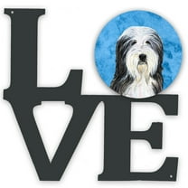 Blue Bearded Collie Metal Wall Artwork LOVE