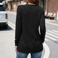 thumbnail image 4 of Suéter de punto de manga larga a rayas de otoño/invierno con cuello redondo, un botón y abertura lateral, negro, talla L, 4 of 6