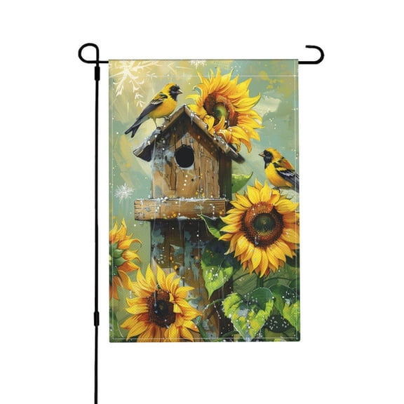 Yolandalse Graden Flag Birdhouse Floral Sunflower Vertical Flag12x18 Double Sided Patio Front Porch Yard Lawn Outdoor House Fall Decoration