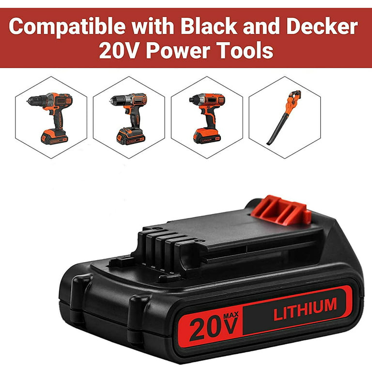  2-Pack 20V 3Ah Lithium Battery for Black and Decker 20 Volt MAX  Replacement Battery Compatible with LBXR20 LB20 LBX20 LBX4020 LB2X4020  Tools : Tools & Home Improvement