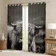 thumbnail image 2 of jejeloiu Gray Highland Cow Black Out Curtains,Rustic Farm Animal Curtains Pack of 2 (42x63 Each),Country Farmhouse Cattle Bedroom Curtains For Adult,Ultra Soft Home Decor, 2 of 6