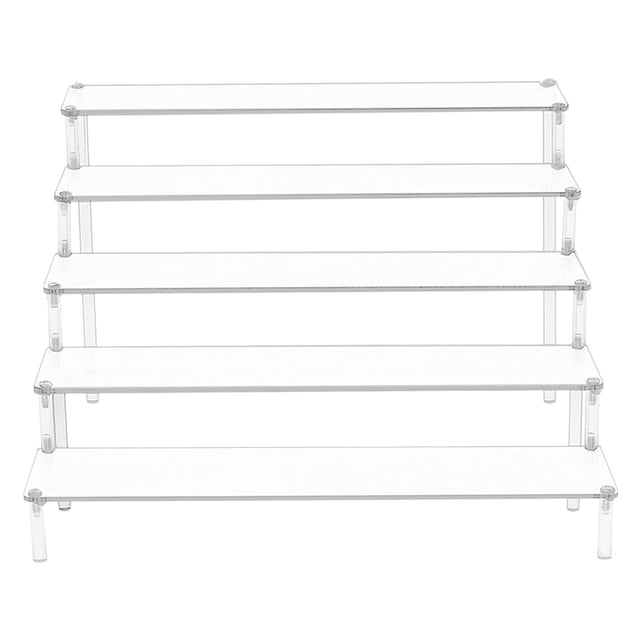 Clear Transparent Multi-Tier Acrylic Rack Collectibles Risers Shelf Showcase 5 Ladder