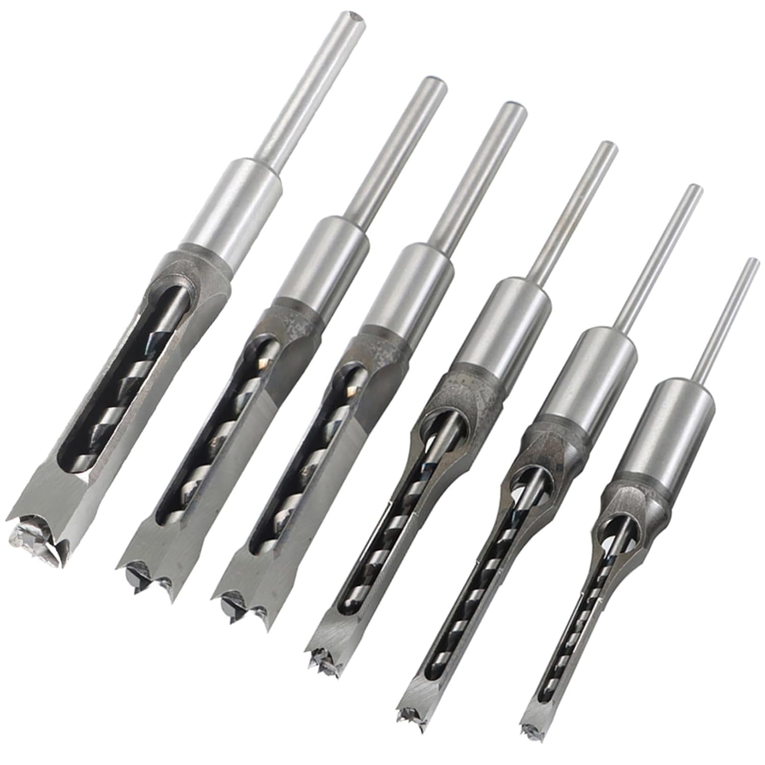 Square Hole Drill 6pcs Square Hole Tenon Chisel Drill Tools Hss 1/4 in 5/16in 3/8in 1/2in 9/16in 5/8in