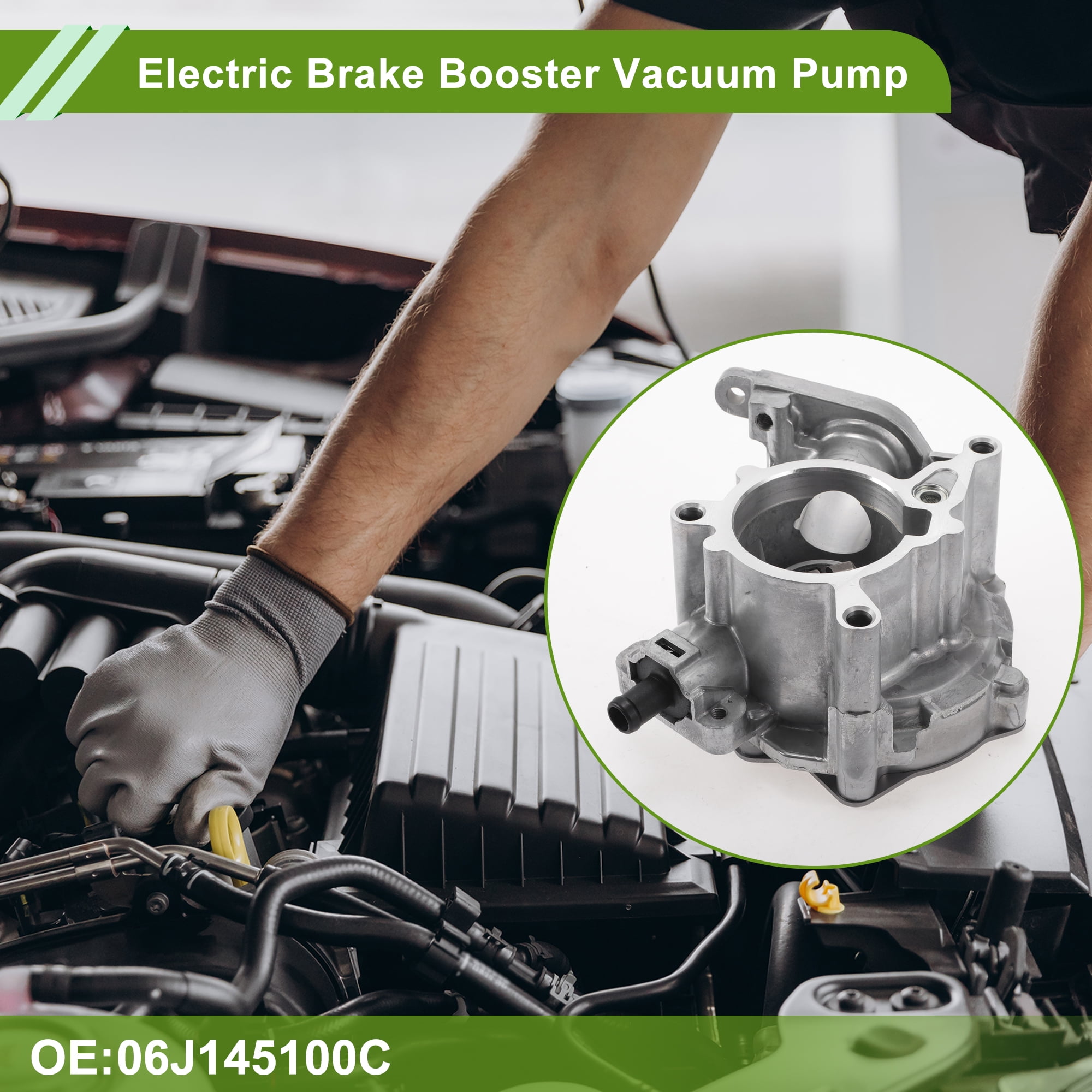 Unique Bargains Brake Vacuum Pump No.06J145100C Engine Vacuum Pump for Audi A4 2010-2016 Aluminum Alloy Silver Tone 1 Pc