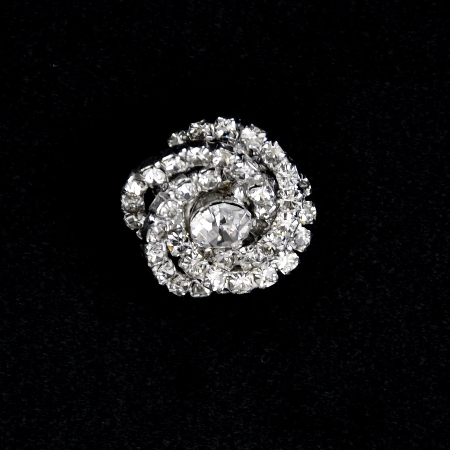 Belagio Rhinestone Swirl Button,Crystal and Silver, 1 Piece