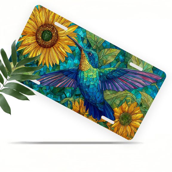 1 Pcs 2D Flat License Plate Covers & Frames, Hummingbird For Decorative Front, Waterproof For Decoration Aluminum License Plate Covers & Frames Cover For Men Women, 12" X 6"