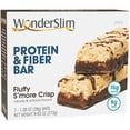 thumbnail image 1 of WonderSlim barra de proteína y fibra, esponjosa S'more crujiente, sin gluten, cetogénica y baja en carbohidratos (7 unidades), 1 of 5