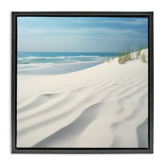 Stupell Industries Seabreeze Windy Dunes Landscape Photography Black Floater Framed Canvas Art Print Wall Art, 18 x 18