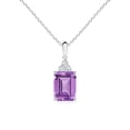 thumbnail image 2 of ANGARA Natural Emerald-Cut 1.5 ct Amethyst Pendant with Diamond Trio in 14K White Gold for Women (Size-8x6mm) | February Birthstone, Anniversary, Jewelry Gift for Women | Natural Amethyst Necklace, 2 of 9