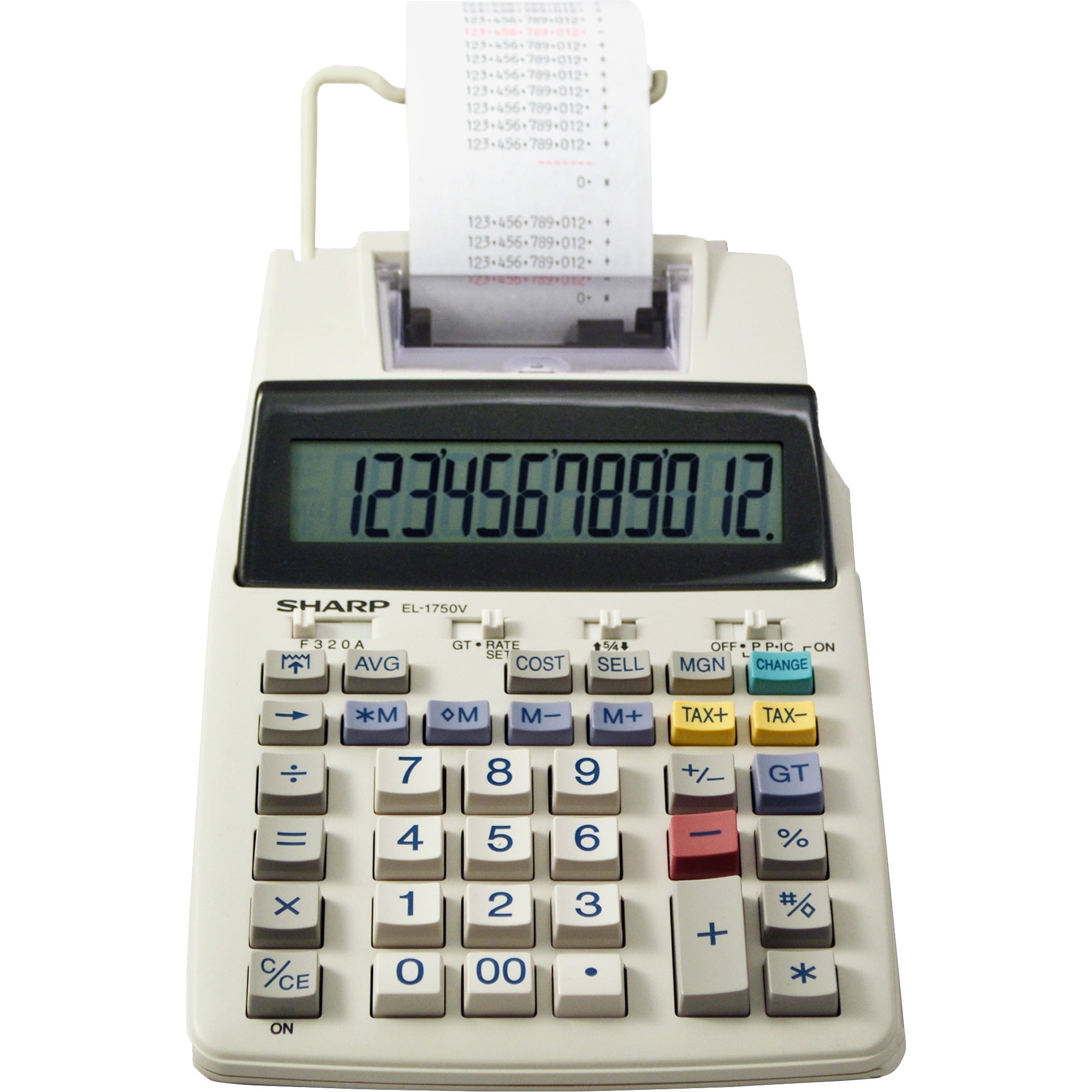 Sharp EL-1750V 12-Digit One-Touch Electric Commercial Printing Calculator White