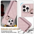 thumbnail image 4 of ELEHOLD Case for iPhone 12 Pro / 12 6.1",Detachable Lanyard Crossbody Leather Wallet Case with Ring Holder & Mirror,Purple, 4 of 8