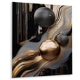 thumbnail image 2 of Designart "Marble Mirage Gold and Black I" Abstract Marble Metal Art Print, 2 of 5