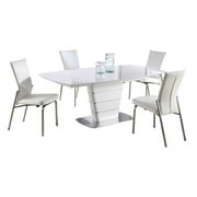 Milan Charlie 5-piece Steel MDF and Faux Leather Dining Set in White