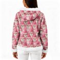 thumbnail image 4 of Women's Casual Fashion Long-Sleeve Zip-Up Fleece Hooded Cardigan with Christmas Print, Cozy and Warm for Winter Season,Pink,S, 4 of 5