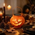 thumbnail image 5 of Voglyf Halloween Pumpkin Solar Lanterns Metal Lantern, IP65 Waterproof Outdoor Light 5.1 Inch Portable Hanging Light, Spooky Pumpkin Decor Light for Yard Patio Garden Porch Decoration, 5 of 7