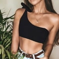 thumbnail image 2 of Sylvamorning Women Summer One Shoulder Bikini Top Solid Color Bathing Suit, 2 of 9
