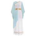 thumbnail image 4 of Alvivi Robe Grecque Ancienne pour Femmes Robe Longueur Genou à Blocs de Couleur Bleu Clair S, 4 of 7