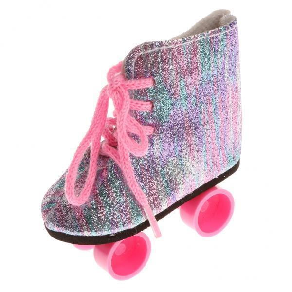 Zapatos de patines Zulema arcoíris con cordones para muñecas de 18 pulgadas paquete de 2