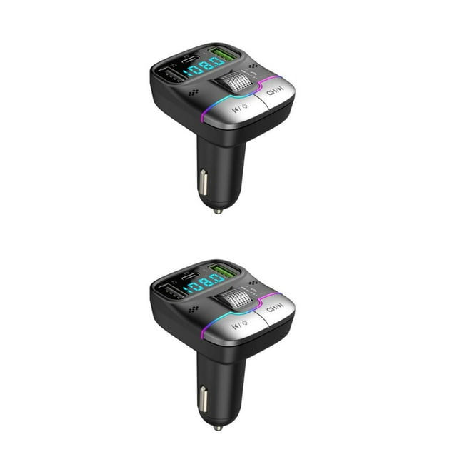 Wweixi 1/2/3/5 Seamless Hands-free Calling With Bluetooth Car Adapter And LED Display Black 2PCS