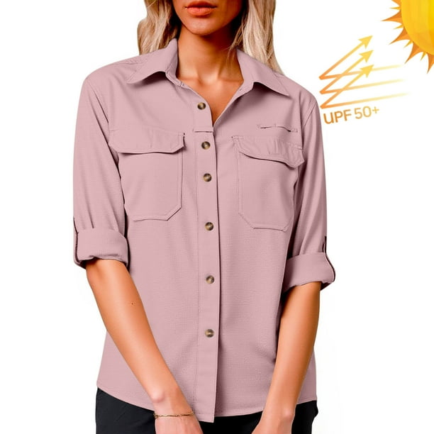 HongQid Women's UPF 50 Long Sleeve Sun Protection Shirts Fishing Hiking Outdoor