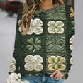 thumbnail image 5 of Xuyuer St. Patrick's Day Round Neck Sweatshirt for Women Lucky Shamrock Long Sleeve Shirt Ireland Gift Clover Print Fit Casual Pullover Fashion Loose Tops, 5 of 5