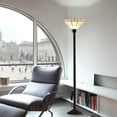 thumbnail image 3 of Tiffany-style Mission-style White Torchiere Floor Lamp with Durable White Zinc Construction, 3 of 5