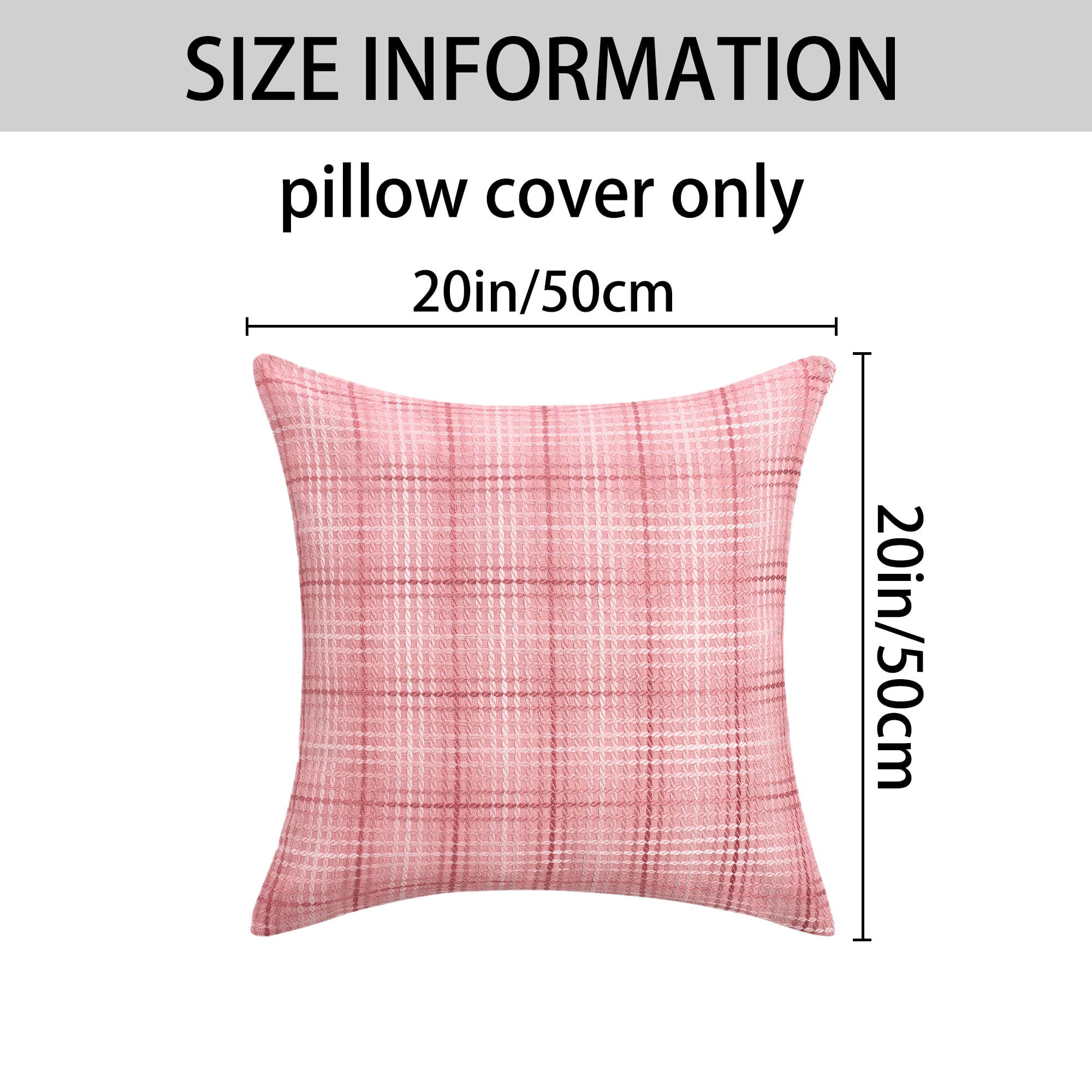 Unique Bargains Plaid Decorative Throw Pillow Covers Pack of 2 Pink 20" x 20"