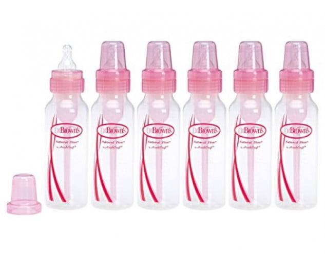 Dr. Brown's BPA Free Baby Bottles 8 Ounce, Pink 6 Pack