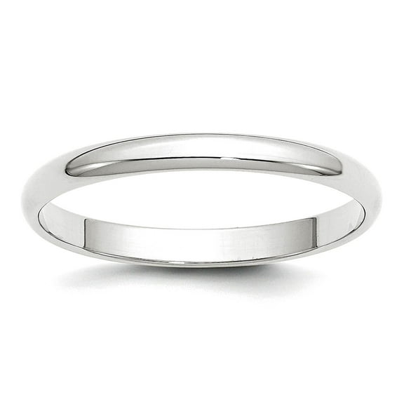 10k White Gold Solid Polished Lightweight 2.5mm Ltw Half Round Band Size 5.5 Ring Ring for Women and Men