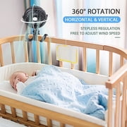 SkyGenius Portable Baby Stroller Fan USB Rechargeable Clip Tripod Fan, Black