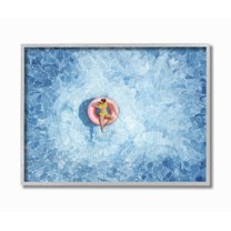 Stupell Industries Pool Floats Blue Red Watercolor Painting Framed Wall Art by Grace Popp