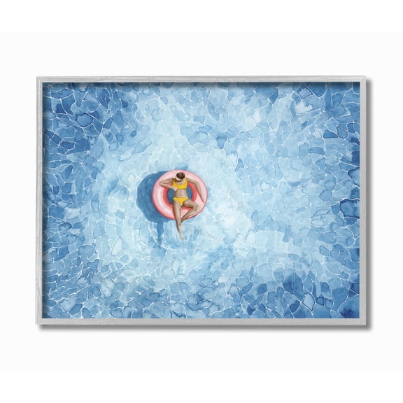 Stupell Industries Pool Floats Blue Red Watercolor Painting Framed Wall Art by Grace Popp