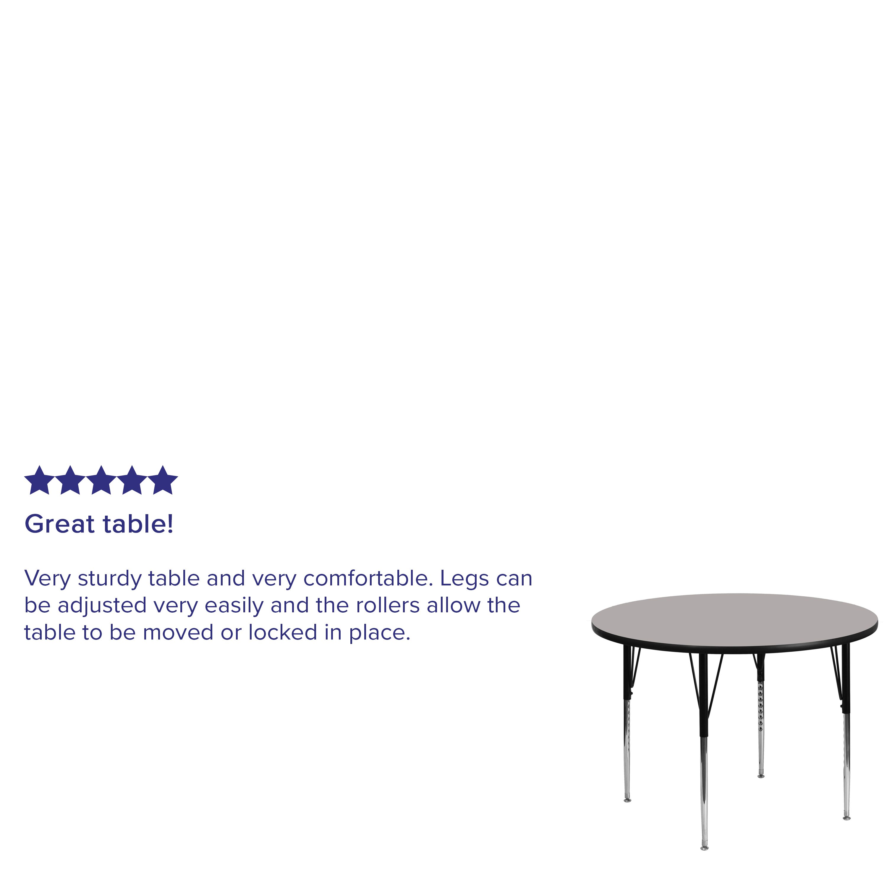 Flash Furniture 48'' Round Grey HP Laminate Activity Table - Standard Height Adjustable Legs - image 3 of 4