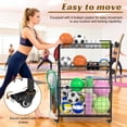 thumbnail image 5 of Demete Garage Storage Rack with Baskets and Hooks, Rolling Sports Equipment Organizer, Carbon Steel, 42.72 inch x 16.93 inch x 46.06 inch, 5 of 12