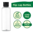 thumbnail image 3 of Multi-use Travel Toiletry Bottles, Clear Recyclable Plastic Leak Proof 3.4Oz Containers for Cosmetics, Portable, TSA Approved, Flip Cap, Refillable (5 Pcs), 3 of 8