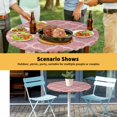 thumbnail image 6 of Elastic Fitted Round Tablecloth, Coral Pink Morocco Waterproof Stretch Table Cover for 36"-44" Tables, Vintage Geometric Plaid Mahbudium Washable Outdoor Tablecloths for Patio, Picnic, Camping, 6 of 9