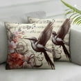 thumbnail image 2 of COMIO  Music Throw Pillow Cushion Cover, Floral Design with Treble Clef and Singing Flying Birds Sparrows Art, Decorative Square Accent Pillow Case,Chesnut White 2pc, 2 of 6