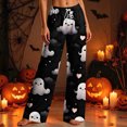thumbnail image 2 of Edvintorg Lounge Pants Women Halloween Printed Loose Trouser Elastic Waisted Wide Leg Pant with Drawstring Womens Clothes Black S-2XL, 2 of 8