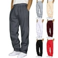 thumbnail image 2 of Mens Pants Thin Breathable Solid Basic Sweatpants with Drawstring Breathable Lightweight Track Workout Pants Men's Sweatpants Black L, 2 of 6