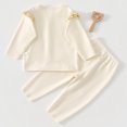 thumbnail image 5 of Faraee Baby Boy Girl Two Piece Outfit Ruffle Shoulder Long Sleeve Top and Pants Set Cotton Solid Color Loungewear Sleepwear for Infant Toddler 6 12 18 24 Months, 5 of 6