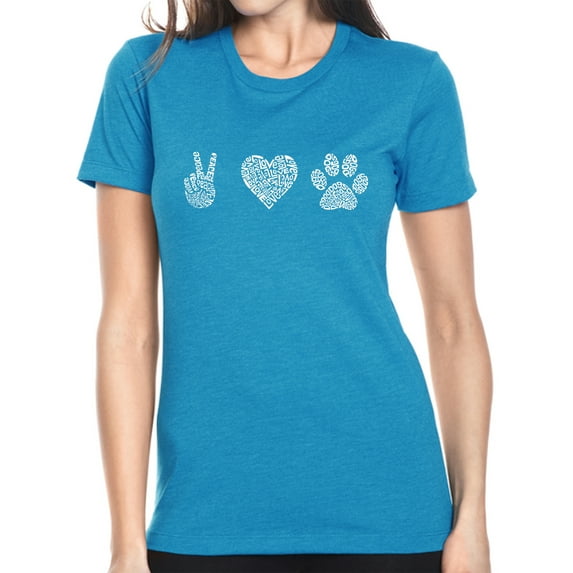 Women's Premium Blend Word Art T-shirt - Peace Love Dogs