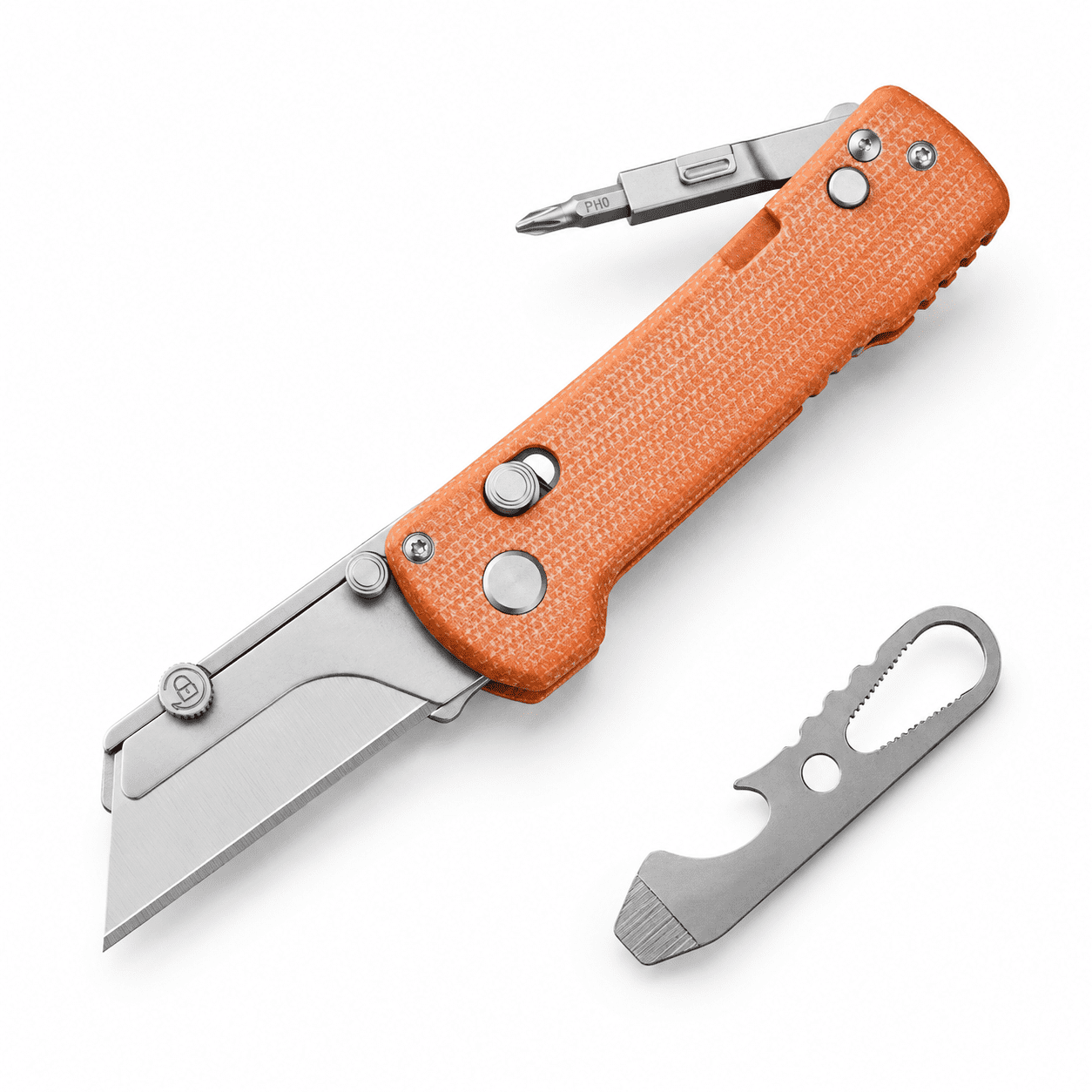 Orange Micarta U1 Pro Folding Multitool Utility with Magnetic Bit Driver