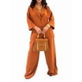 thumbnail image 2 of Casual Blazer Pants Suits for Women Dressy Oversized Long Sleeve Blazer and Wide Leg Pants 2 Piece Outfits Orange XL, 2 of 9