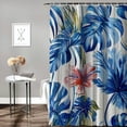 thumbnail image 2 of Orinice Blue Leaf Shower Curtain Set,,Watercolor,Abstract,Tropical Jungle Plants,Palm Banana,Monstera Leaf Bathroom Shower Curtain with 12 Hooks 69x72, 2 of 7
